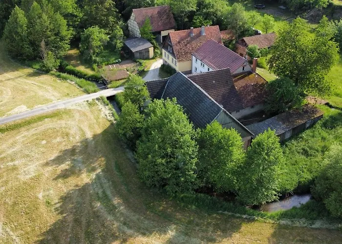 Idyllisches Ferienhaus Reitlesmuehl Fuer 8 Personen In Der Rhoen Oberthulba foto
